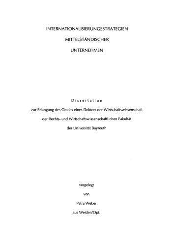 Internationalisierungsstrategien mittelstandischer Unternehmen