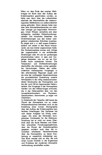 Der Aufbau der Erdatmosphäre: Eine zusammenfassende Darstellung unter Einbeziehung der neuen Raketen- und Satellitenmeßergebnisse