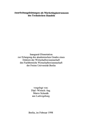 Anarbeitungsleistungen als Marketinginstrumente im Technischen Handel