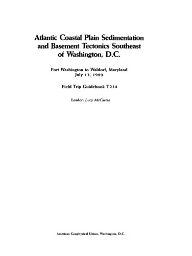 Atlantic Coastal Plain Sedimentation and Basement Tectonics Southeast of Washington, D.C.