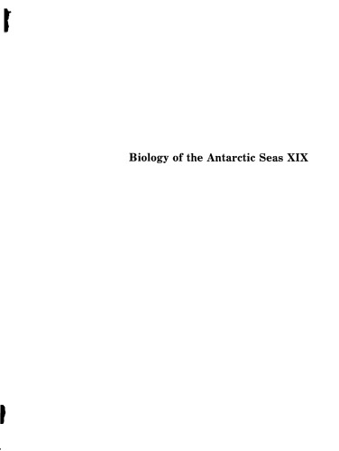 Biology of the Antarctic Seas XIX