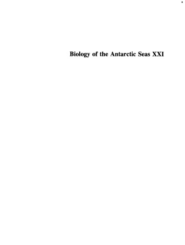 Biology of the Antarctic Seas XXI