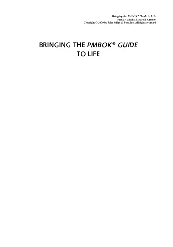 Bringing the PMBOK® Guide to Life: A Companion for the Practicing Project Manager