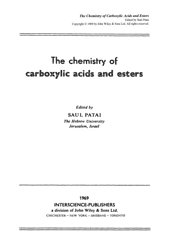 Carboxylic Acids and Esters (1969)