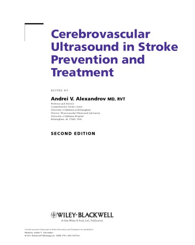 Cerebrovascular Ultrasound in Stroke Prevention and Treatment, Second Edition