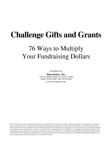 Challenge Gifts and Grants: 76 Ways to Multiply Your Fundraising Dollars