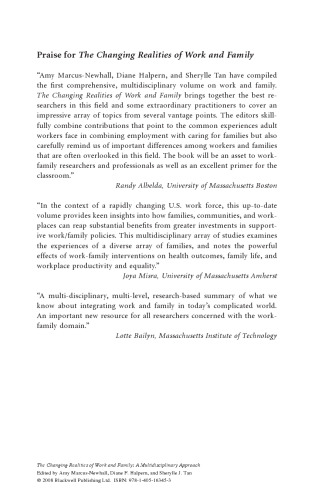 The Changing Realities of Work and Family: A Multidisciplinary Approach