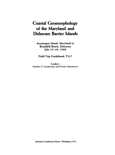 Coastal Geomorphology of the Maryland and Delaware Barrier Islands