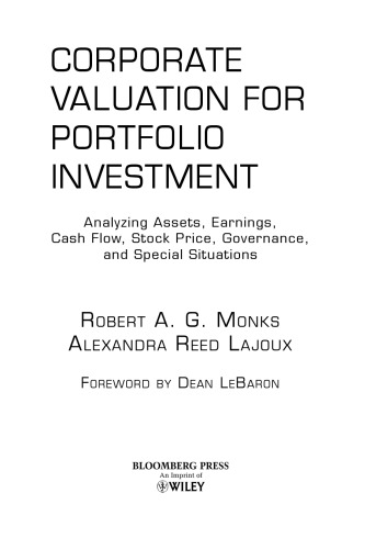 Corporate Valuation for Portfolio Investment: Analyzing Assets, Earnings, Cash Flow, Stock Price, Governance, and Special Situations