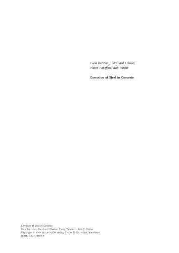 Corrosion of Steel in Concrete: Prevention, Diagnosis, Repair