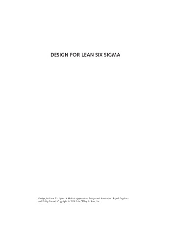 Design for Lean Six Sigma: A Holistic Approach to Design and Innovation