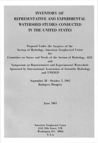 Inventory of Representative and Experimental Watershed Studies Conducted in the United States