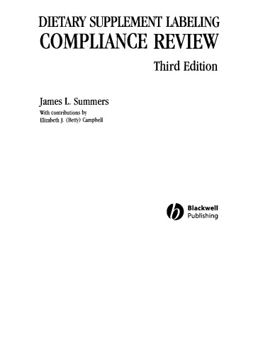 Dietary Supplement Labeling Compliance Review, Third Edition