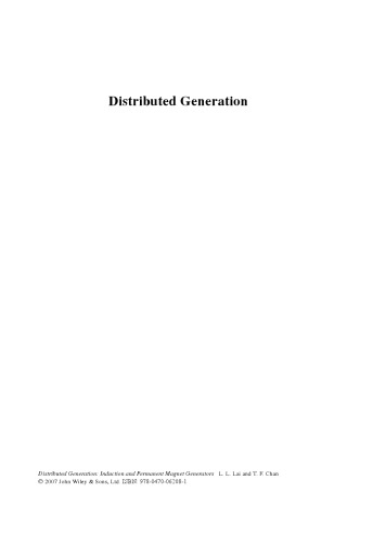 Distributed Generation: Induction and Permanent Magnet Generators