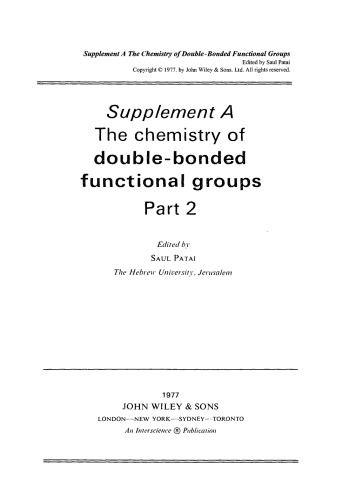 Double-Bonded Functional Groups: Volume 2 (1977)