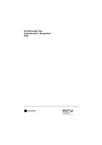 Empfehlungen des Arbeitskreises „Baugruben“ (EAB), Fifth Edition