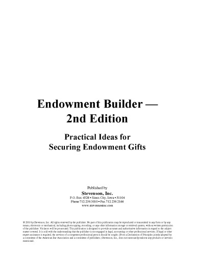 Endowment Builder: Practical Ideas for Securing Endowment Gifts, Second Edition