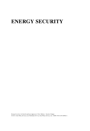 Energy Security: An Interdisciplinary Approach