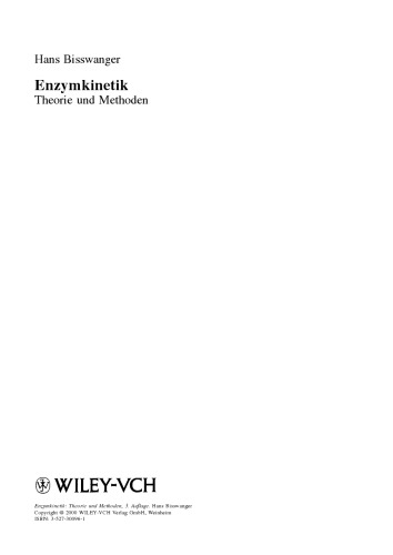Enzymkinetik: Theorie und Methoden, 3. Auflage