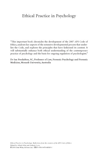 Ethical Practice in Psychology: Reflections from the creators of the APS Code of Ethics