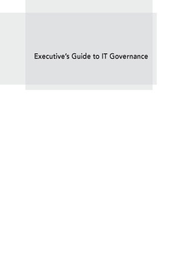 Executive's Guide to IT Governance: Improving Systems Processes with Service Management, COBIT, and ITIL