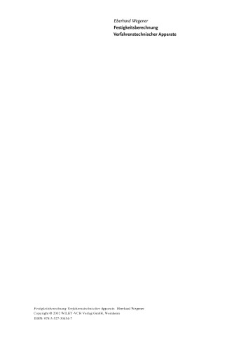 Festigkeitsberechnung Verfahrenstechnischer Apparate