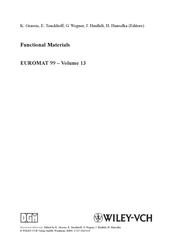 Functional Materials, Volume 13