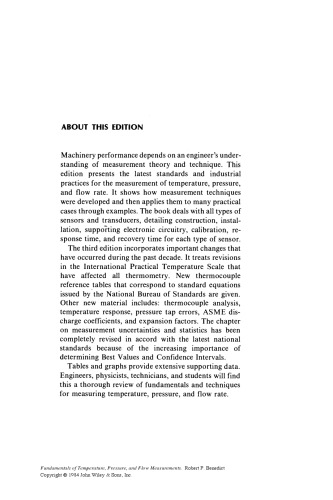 Fundamentals of Temperature, Pressure, and Flow Measurements, Third Edition