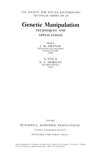 Genetic Manipulation: Techniques and Applications