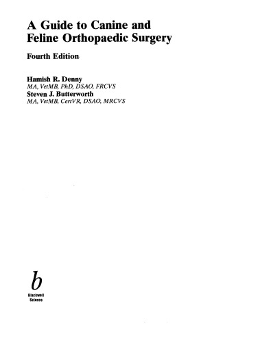 A Guide to Canine and Feline Orthopaedic Surgery, Fourth Edition