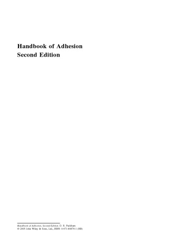 Handbook of Adhesion, Second Edition