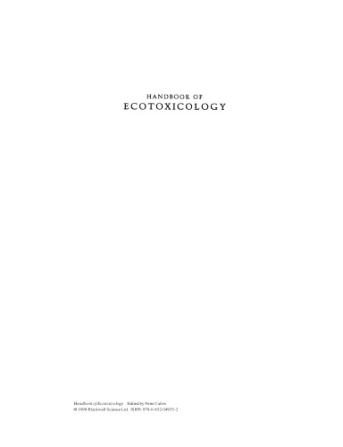 Handbook of Ecotoxicology