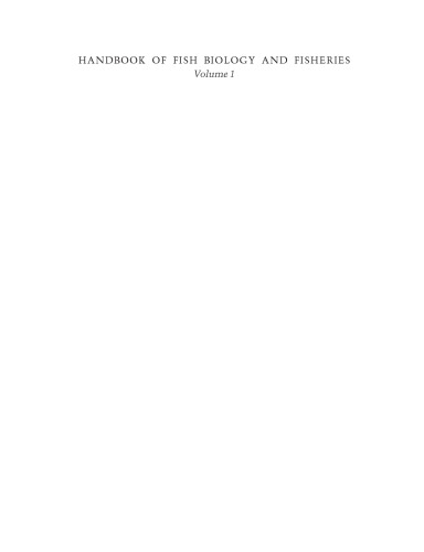 Handbook of Fish Biology and Fisheries, Volume 1: Fish Biology