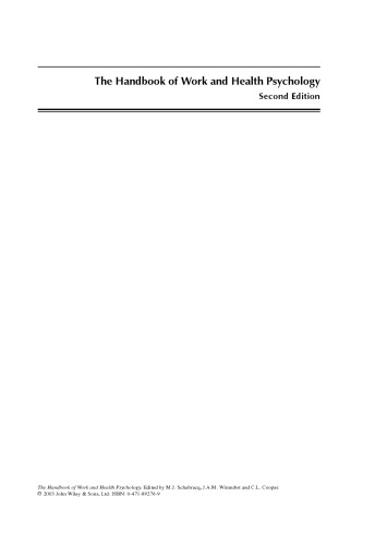 The Handbook of Work and Health Psychology, Second Edition