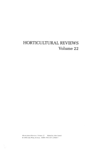 Horticultural Reviews, Volume 22