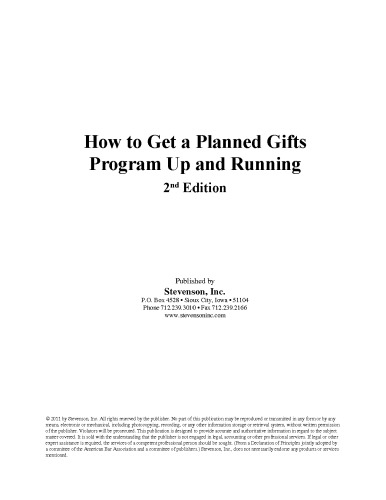 How to Get a Planned Gifts Program Up and Running, Second Edition