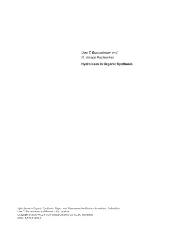 Hydrolases in Organic Synthesis: Regio- and Stereoselective Biotransformations, Second Edition