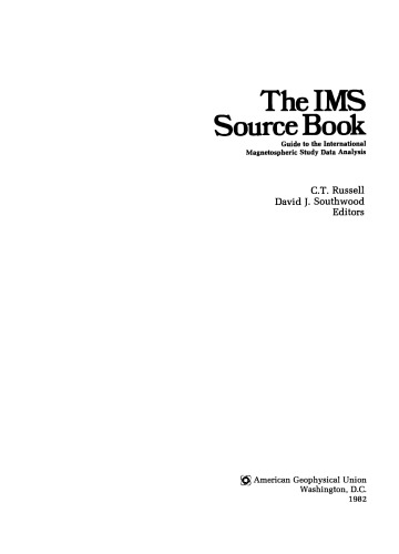 The IMS Source Book: Guide to the International Magnetospheric Study Data Analysis