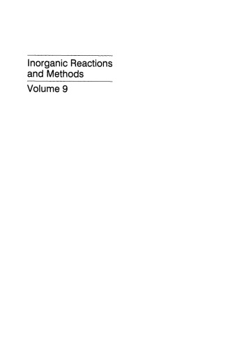 Inorganic Reactions and Methods: The Formation of Bonds to C, Si, Ge, Sn, Pb (Part 1), Volume 9
