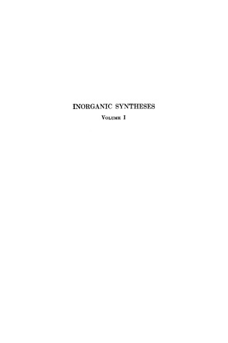 Inorganic Syntheses, Volume 1