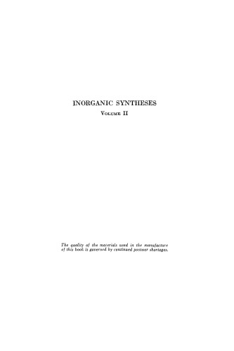 Inorganic Syntheses, Volume 2