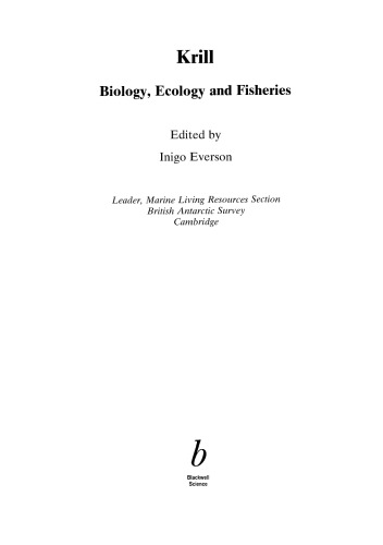 Krill: Biology, Ecology and Fisheries