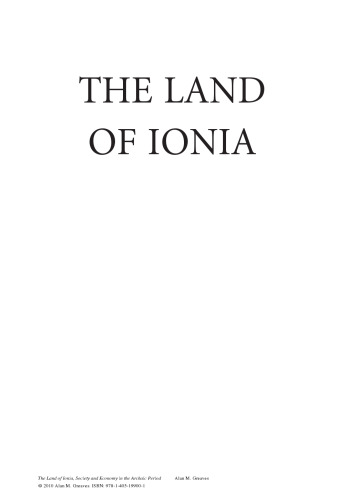 The Land of Ionia: Society and Economy in the Archaic Period