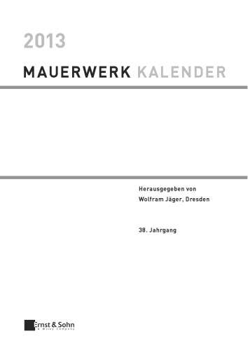 Mauerwerk-Kalender 2013: Bauen im Bestand